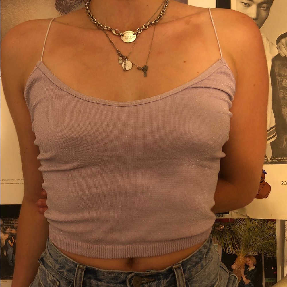 sparkly light purple free people tank top